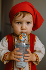 Cute Double-Layer Glitter Tumbler with Straw